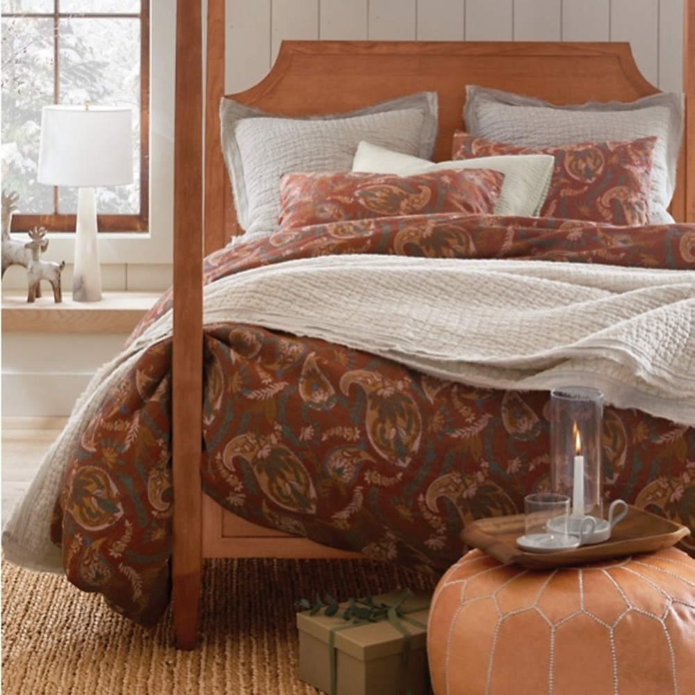 Garnet Hill Priya Paisley Relaxed-Linen Twin
Duvet Cover